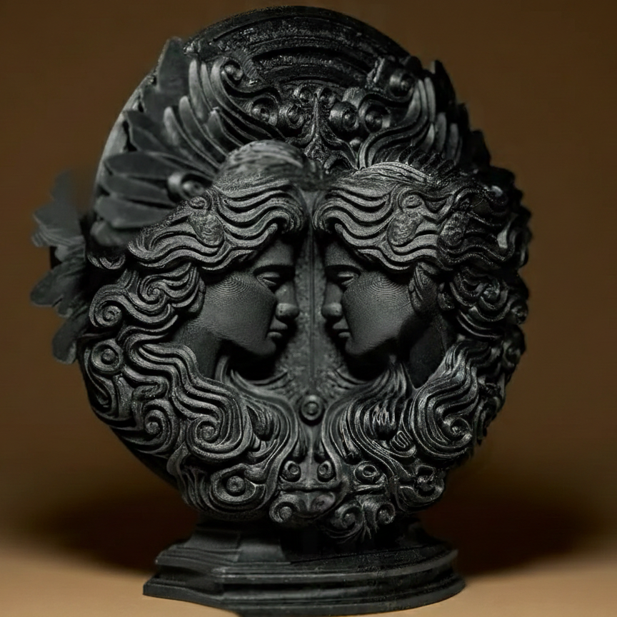 Sculpture Signe Astrologique Gémeaux - Statuette Zodiaque Design Moderne