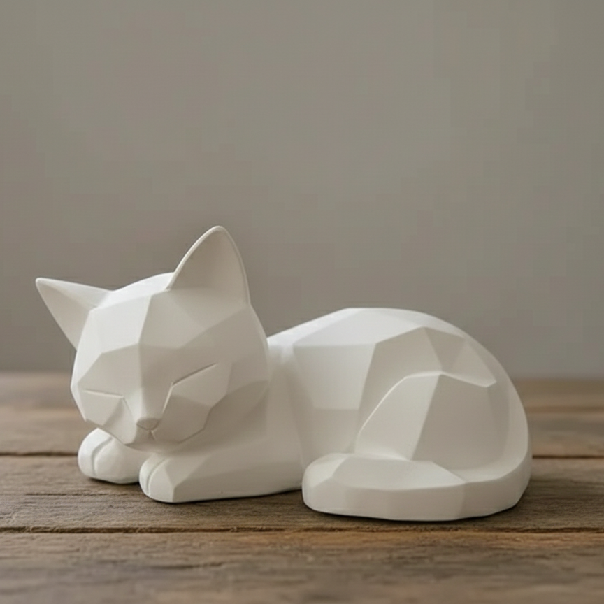 Sculpture Chat géométrique Design - Statuette Décorative Moderne