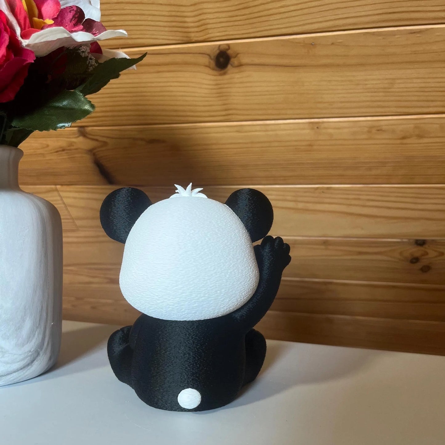 Figurine Panda Joyeux - Statuette Animale Kawaii - Décoration de Bureau Mignonne et Originale