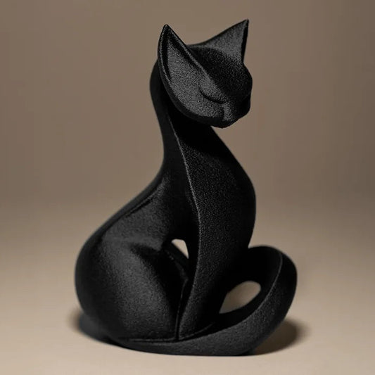 Sculpture Chat Assis Minimaliste - Objet Déco Animalier Style Contemporain
