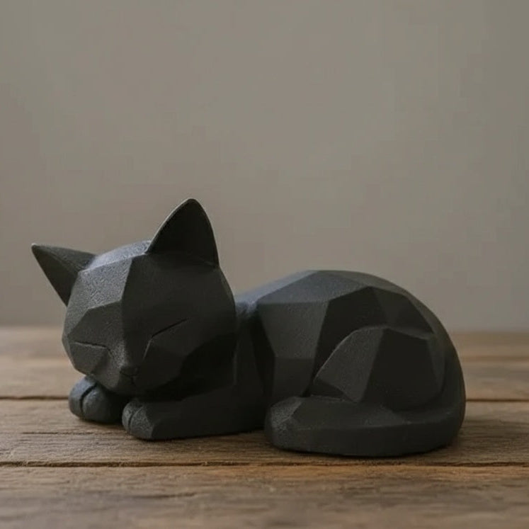 Sculpture Chat géométrique Design - Statuette Décorative Moderne