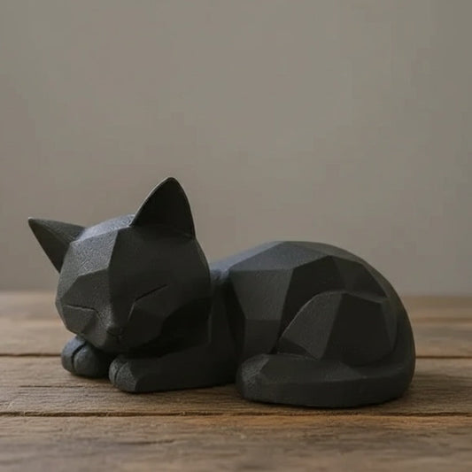 Sculpture Chat géométrique Design - Statuette Décorative Moderne