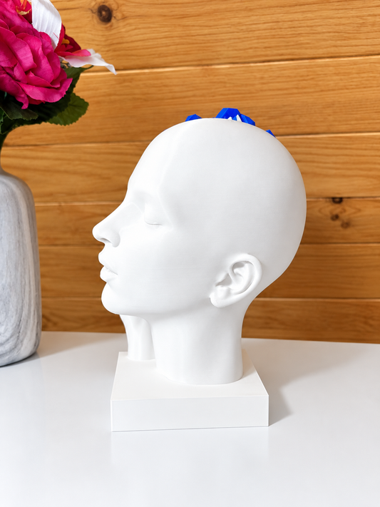Sculpture Buste Visage & Cristaux – Statue Surréaliste Design Minimaliste - Décoration Minimaliste Luxe Salon