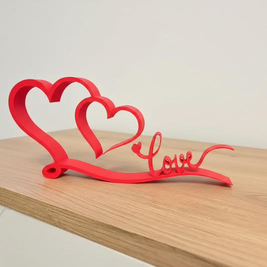 Décoration Mot Love avec Cœurs Saint Valentin  - Objet Design Épuré pour Étagère