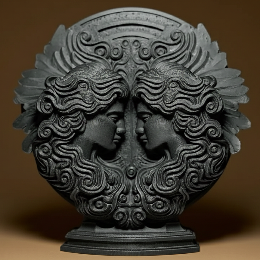 Sculpture Signe Astrologique Gémeaux - Statuette Zodiaque Design Moderne