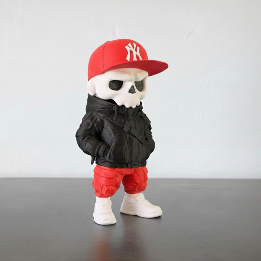 Figurine Squelette Streetwear NY - Statuette Urbaine et Style Pop Culture