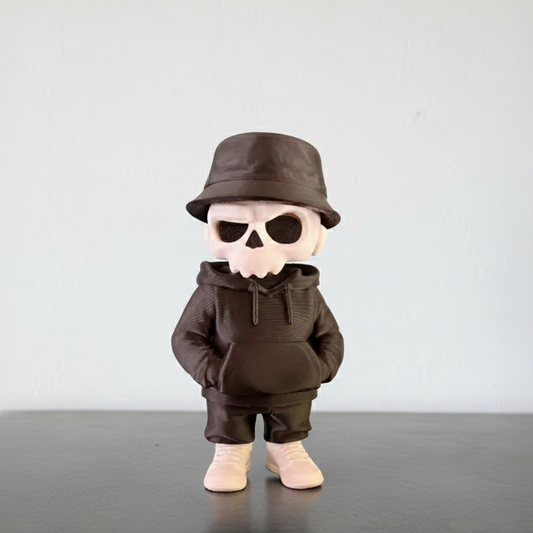 Figurine Squelette Streetwear Design - Statuette Urbaine et Style Pop Culture