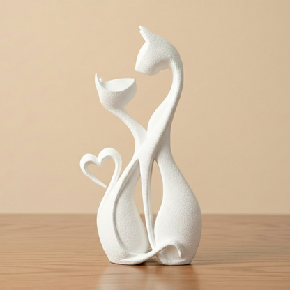 Sculpture Chats Amoureux Design - Statuette Décorative Moderne