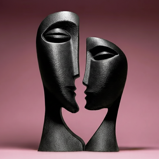 Statue Visages de Couple Abstraits - Objet Déco Design Contemporain