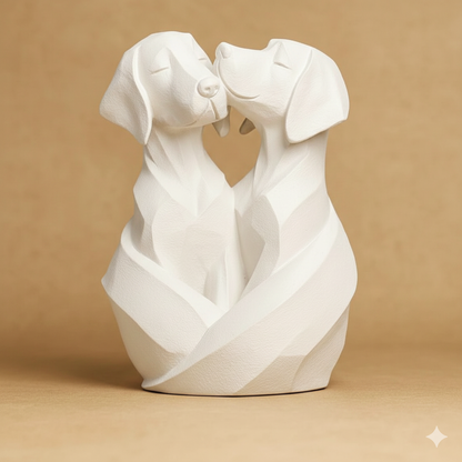 Sculpture Duo de Chiens Design - Objet Déco Amoureux Style Contemporain