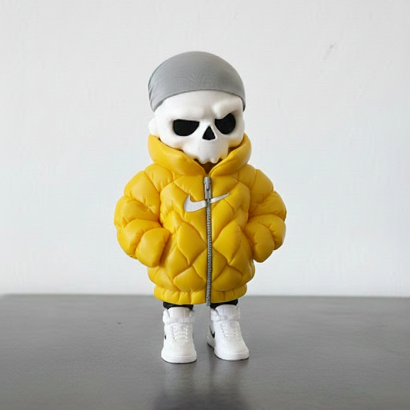 Figurine Squelette Streetwear doudoune - Statuette Urbaine et Style Pop Culture