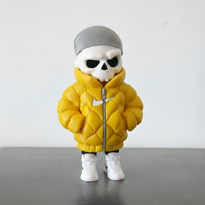Figurine Squelette Streetwear doudoune - Statuette Urbaine et Style Pop Culture