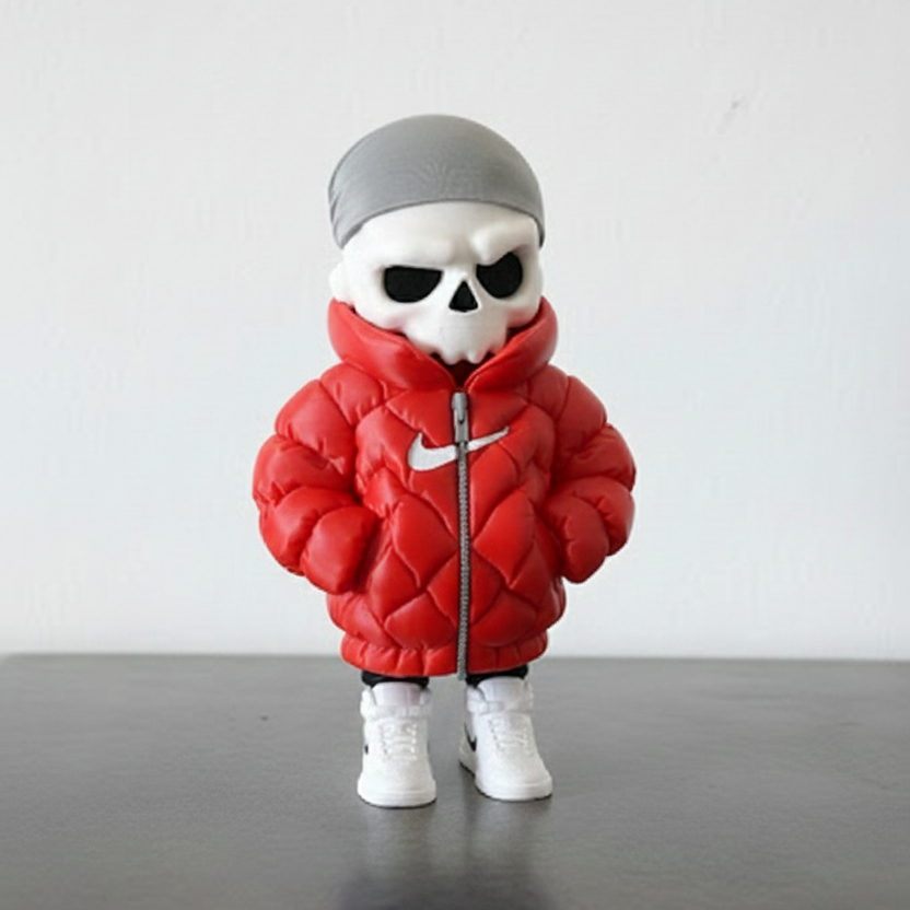 Figurine Squelette Streetwear doudoune - Statuette Urbaine et Style Pop Culture