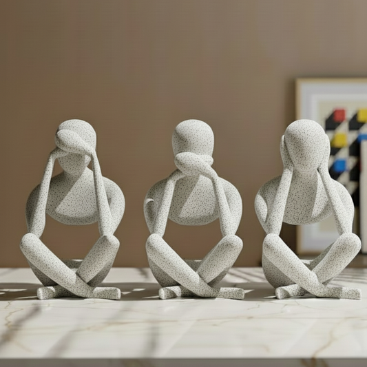 Sculpture de 3 Statuettes Sagesse au Design Moderne et Minimaliste