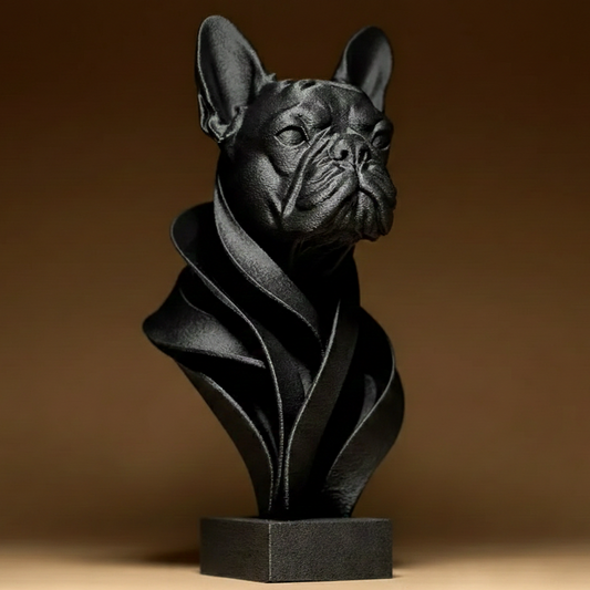 Sculpture Buste Bouledogue Français - Statuette Décorative Chien Design