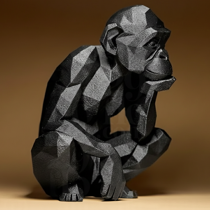 Décoration Chimpanzé Géométrique Abstrait - Objet Déco Singe penseur