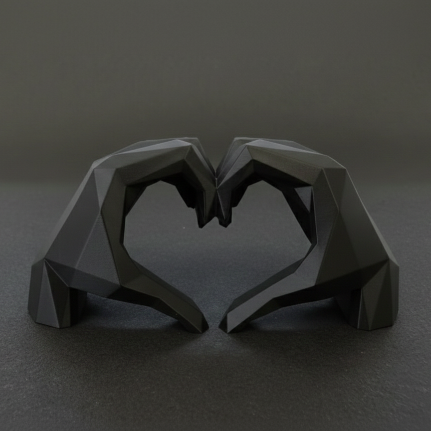 Sculpture Mains Cœur Saint Valentin - Statuette Décorative Moderne et Romantique