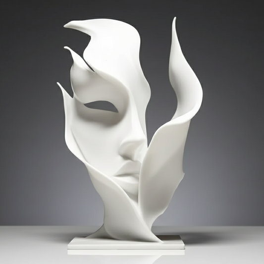Sculpture Visage Abstrait Artistique - Masque Décoratif Design Contemporain