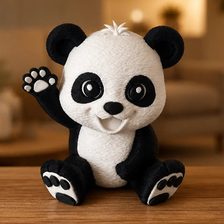 Figurine Panda Joyeux - Statuette Animale Kawaii - Décoration de Bureau Mignonne et Originale