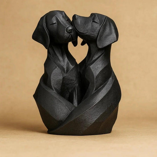 Sculpture Duo de Chiens Design - Objet Déco Amoureux Style Contemporain