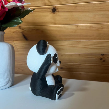 Figurine Panda Joyeux - Statuette Animale Kawaii - Décoration de Bureau Mignonne et Originale