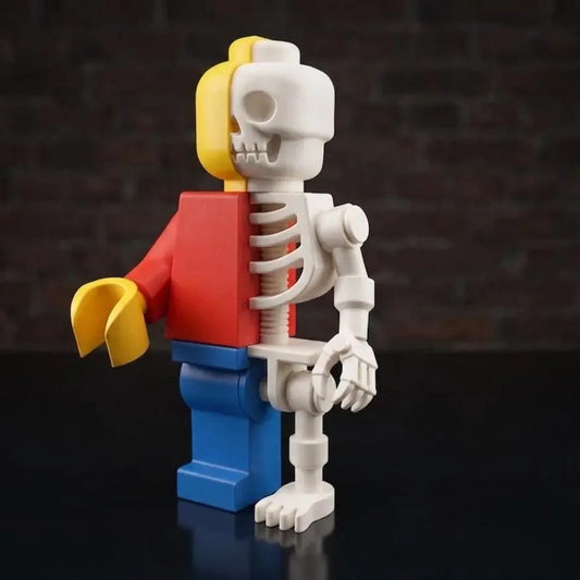 Figurine pop art lego Squelette - Sculpture Jouet original - Décoration Bureau Geek et Nostalgie Impression 3D